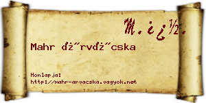 Mahr Árvácska névjegykártya